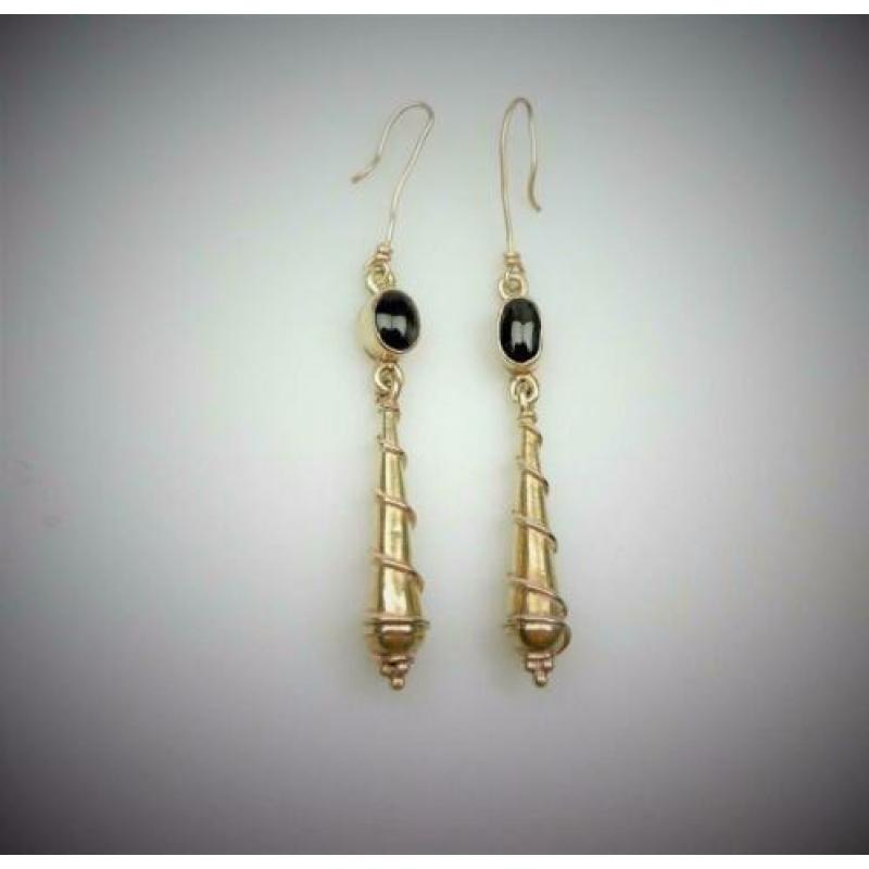 Opruiming Oorhangers zilver & onyx / Z5006