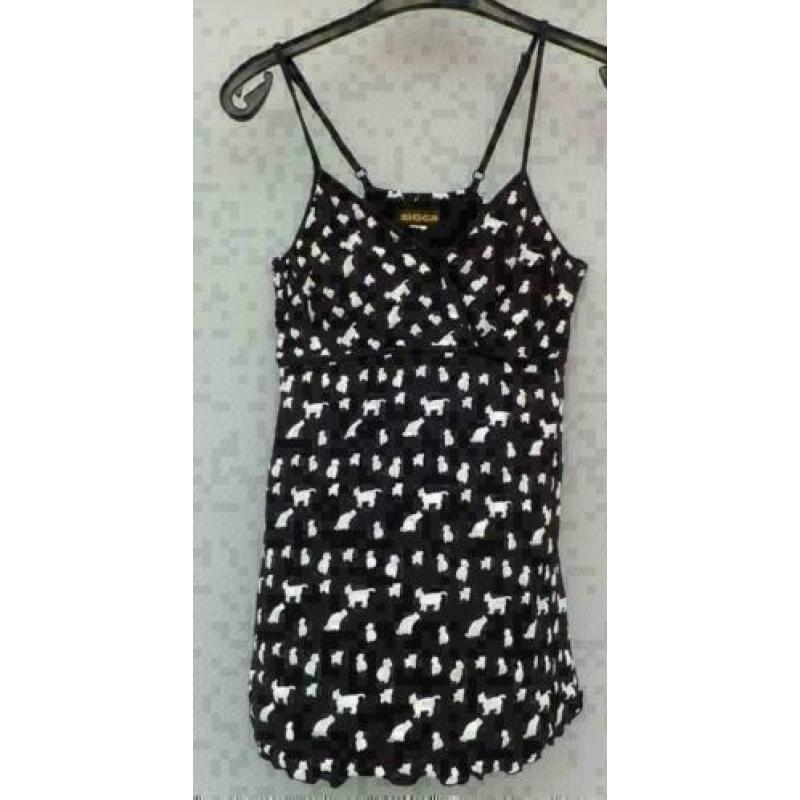 ZIGGA zwart/wit top met honden en poesen mt S