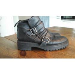 Biker boots Zara zwart leer 39 enkellaarzen