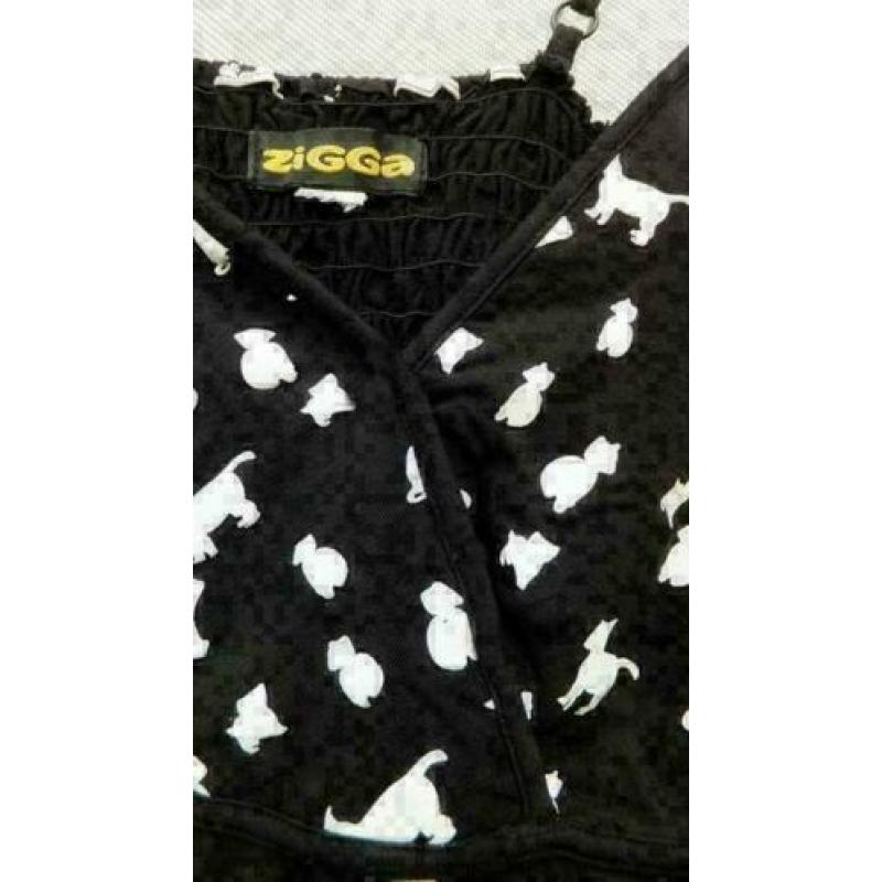 ZIGGA zwart/wit top met honden en poesen mt S