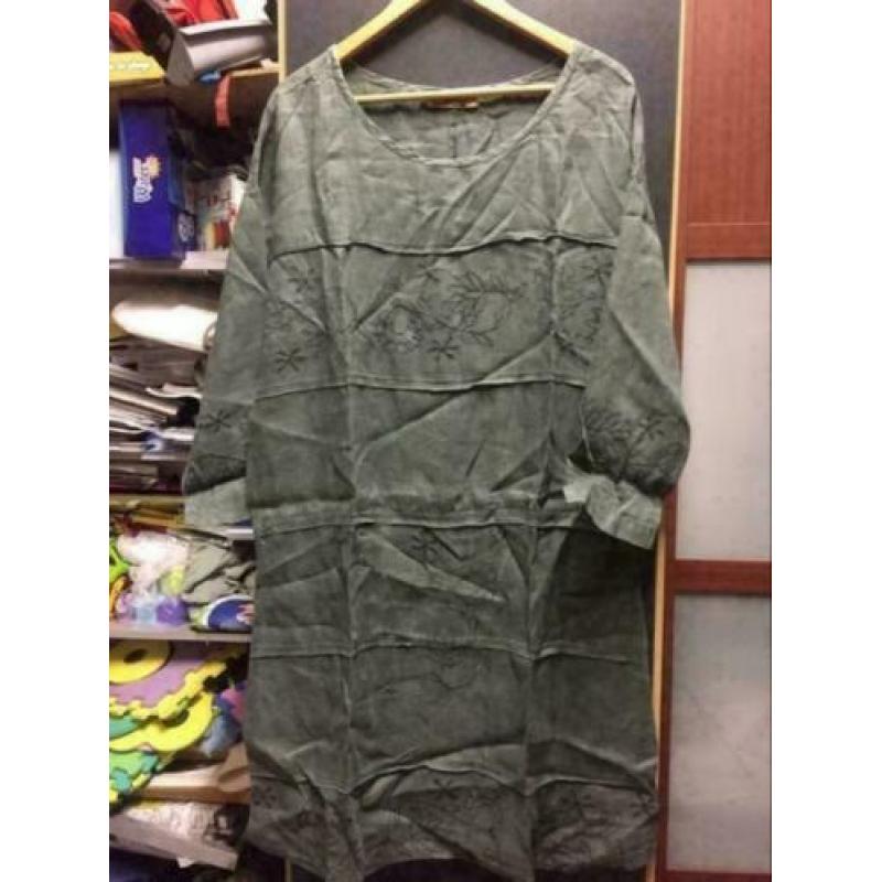 Groen linen zomer tuniek, maat:l/xl