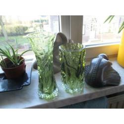 boomschors vaas vazen groen glas jaren 60 70 design retro