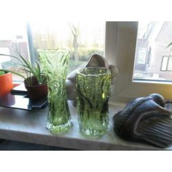 boomschors vaas vazen groen glas jaren 60 70 design retro
