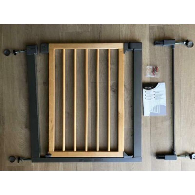 Verstelbaar traphekje 75-89cm breed Protect (hout en metaal)