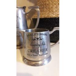 Tinnen koffie-set met tekst