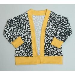 Vest LUIPAARD zwart/wit met gele sportieve streep MAAT 128
