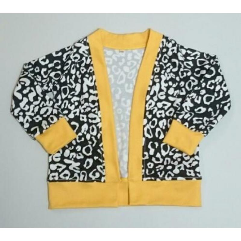 Vest LUIPAARD zwart/wit met gele sportieve streep MAAT 128
