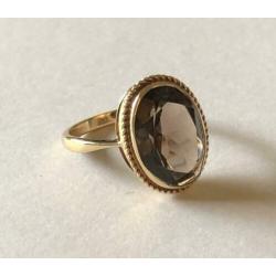 9 karaat gouden ring rookkwarts maat 16,5