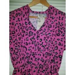 NIEUW roze jurk met panterprint maat M 38/40