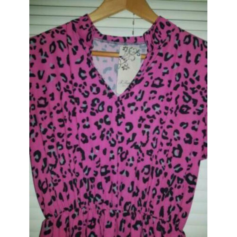 NIEUW roze jurk met panterprint maat M 38/40