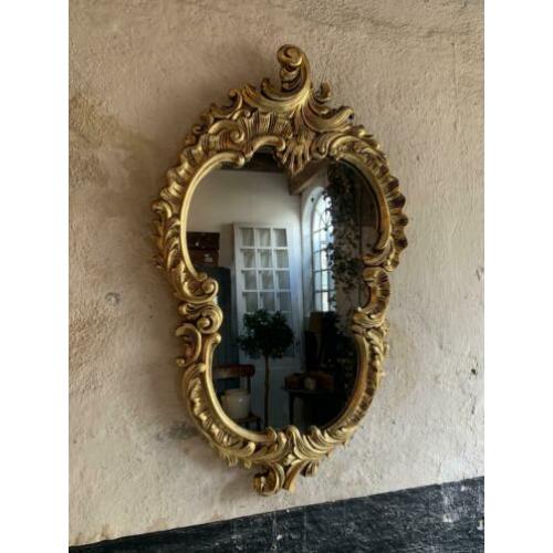 Antieke gouden Franse spiegel met kuif IL Fienile brocante