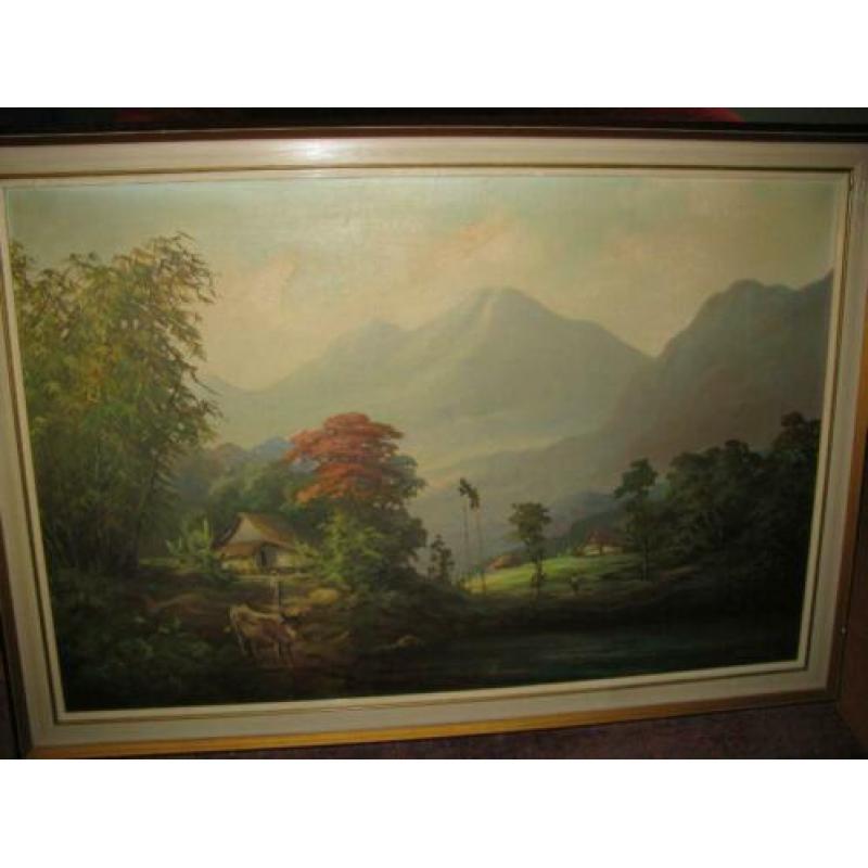 Bali, Java, Indonesie, landchap schilderij, olieverf op doek
