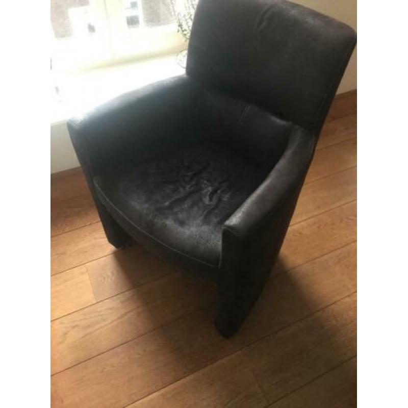 6 lederen eetkamerstoelen - bruin