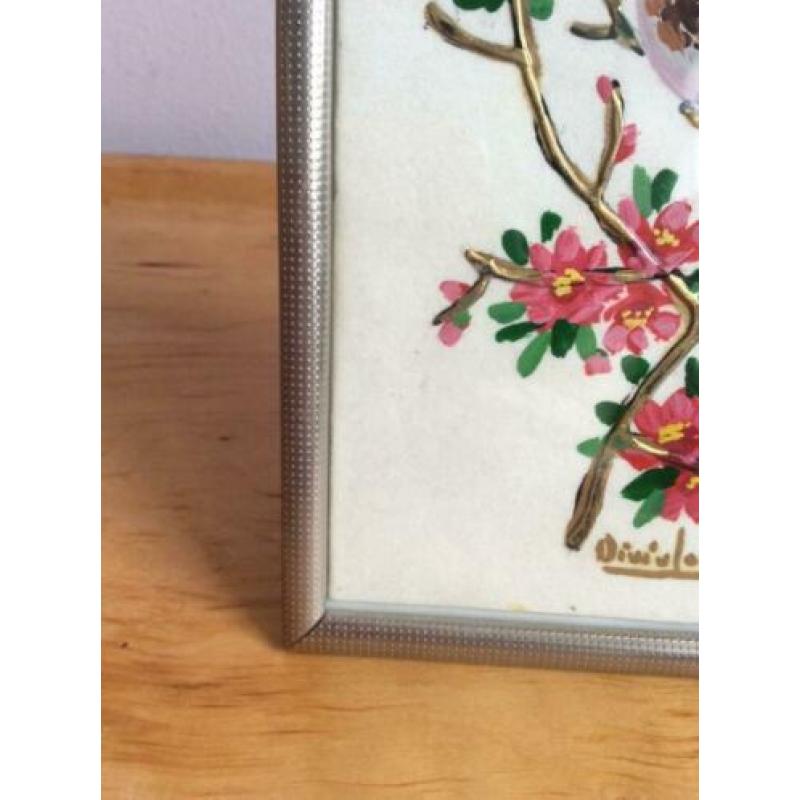 Schilderij, vogel, lijst, vintage