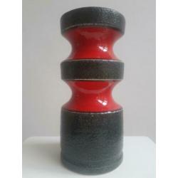 Vintage vaas rood / zwart retro vintage Fat Lava vaas