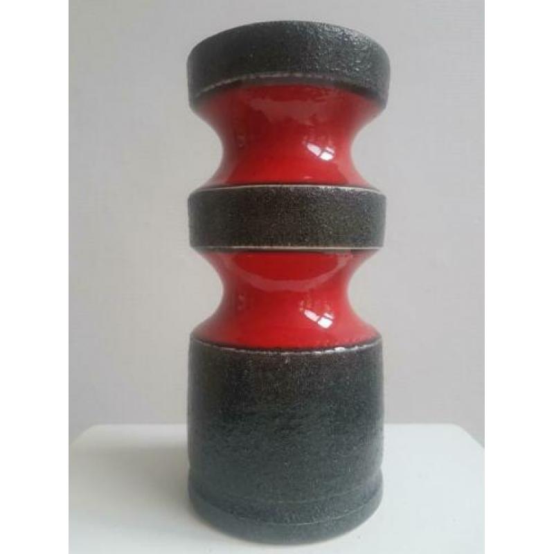 Vintage vaas rood / zwart retro vintage Fat Lava vaas
