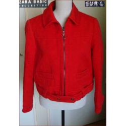 ZGAN knalrode retro/vintage jas van ZARA maat L(40/42)