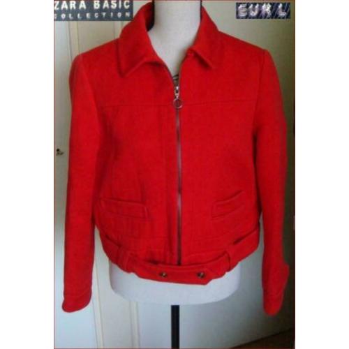 ZGAN knalrode retro/vintage jas van ZARA maat L(40/42)