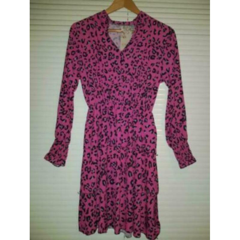 NIEUW roze jurk met panterprint maat M 38/40