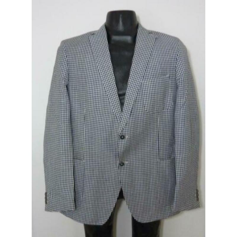 Blauw-wit woolblend geruite blazer van Van Gils