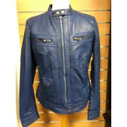 NIEUWE LEDEREN JAS blauw damesjas maat XL LEREN DAMES JACK