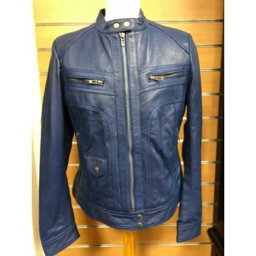 NIEUWE LEDEREN JAS blauw damesjas maat XL LEREN DAMES JACK