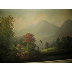 Bali, Java, Indonesie, landchap schilderij, olieverf op doek
