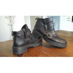 Biker boots Zara zwart leer 39 enkellaarzen