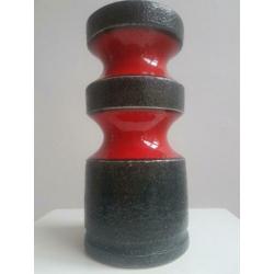 Vintage vaas rood / zwart retro vintage Fat Lava vaas