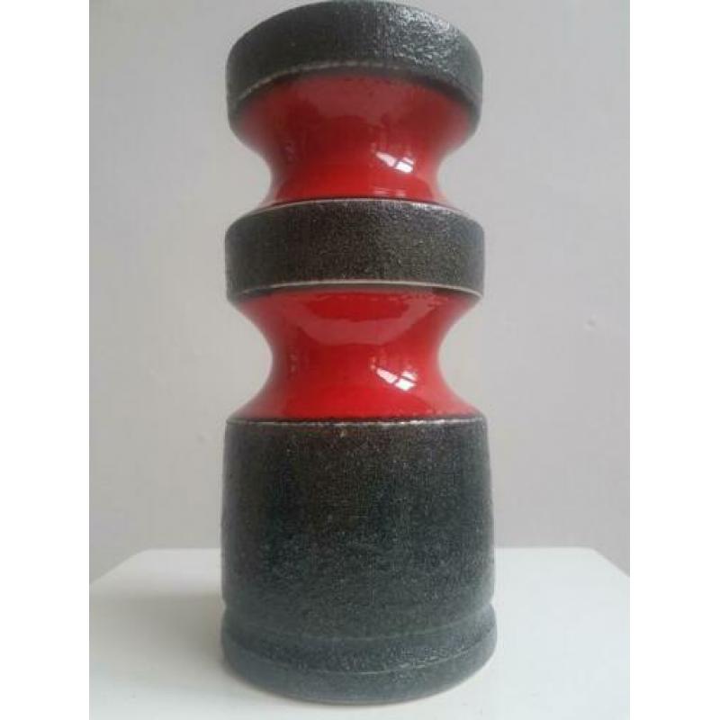 Vintage vaas rood / zwart retro vintage Fat Lava vaas