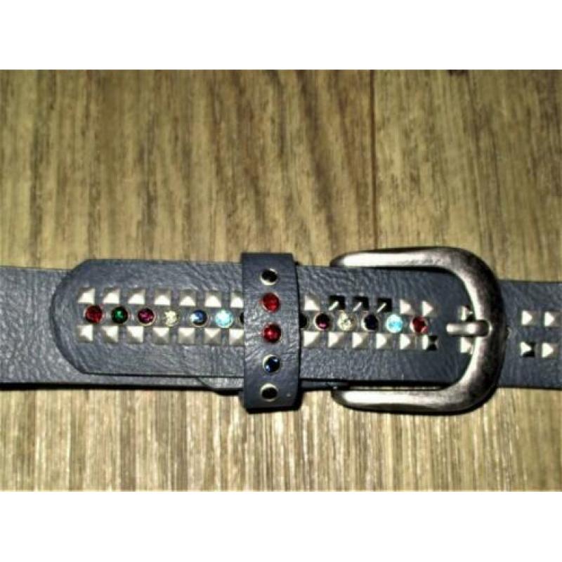 Prachtige Leren riem strass.