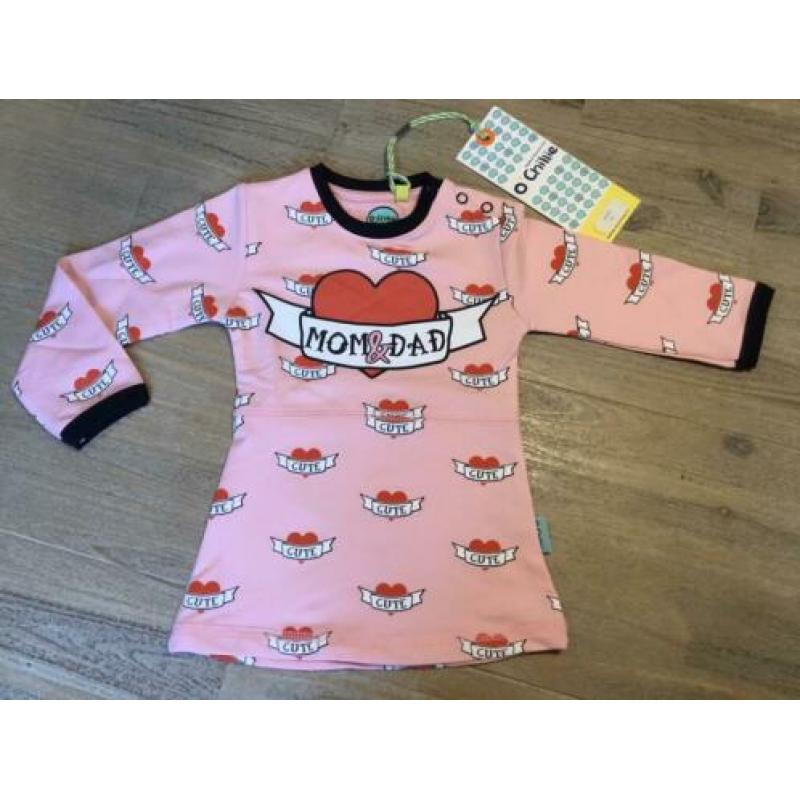 Nieuw setje O’Chillie jurkje en legging roze hartjes 80