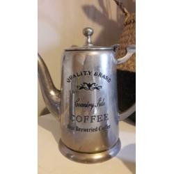 Tinnen koffie-set met tekst