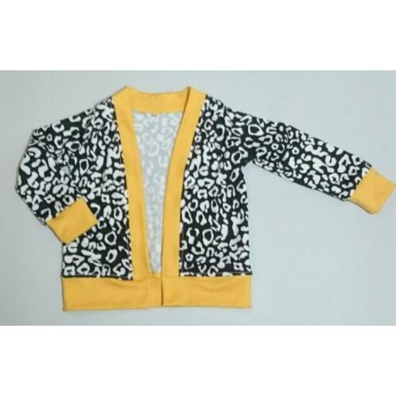 Vest LUIPAARD zwart/wit met gele sportieve streep MAAT 128