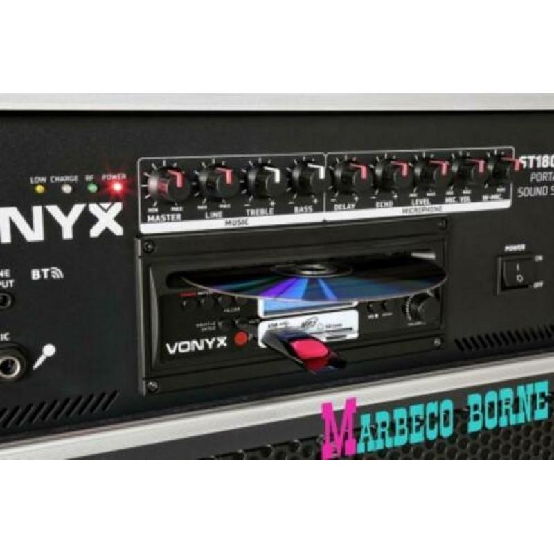 Karaoke,mobiele geluidset,ST180, CD,MP3,USB,Bluetooth,UHF Bv