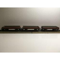 A308 Drie Marklin Wagons 4503 Platte Bakwagens