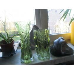 boomschors vaas vazen groen glas jaren 60 70 design retro