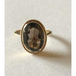 9 karaat gouden ring rookkwarts maat 16,5