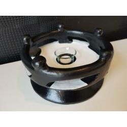 Zware handgeschilderde vriendenkring kandelaar 24cm lang!