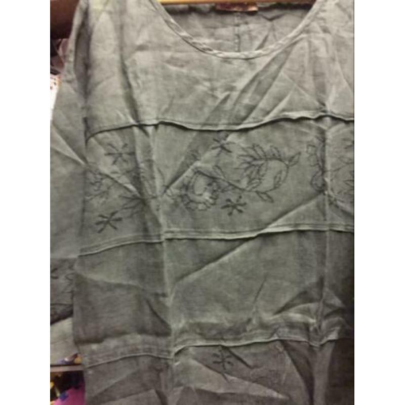 Groen linen zomer tuniek, maat:l/xl