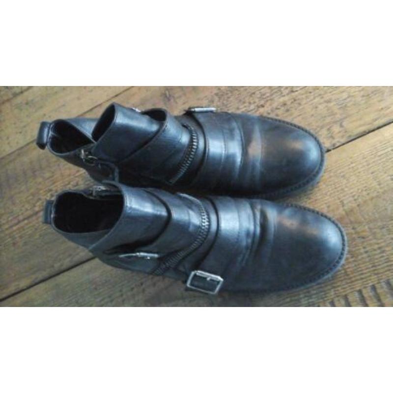 Biker boots Zara zwart leer 39 enkellaarzen