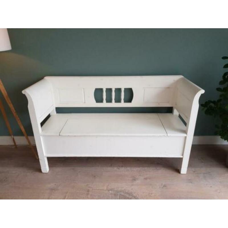 Klepbank brocante wit