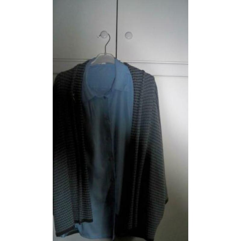 Dames Set Vest en Blouse Merk LUCIA Maat 44