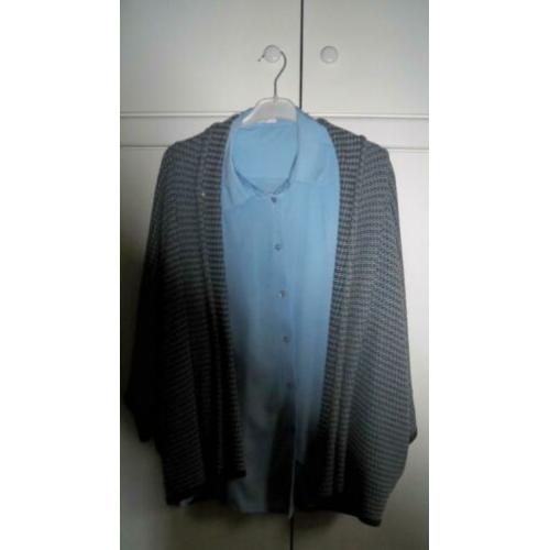 Dames Set Vest en Blouse Merk LUCIA Maat 44