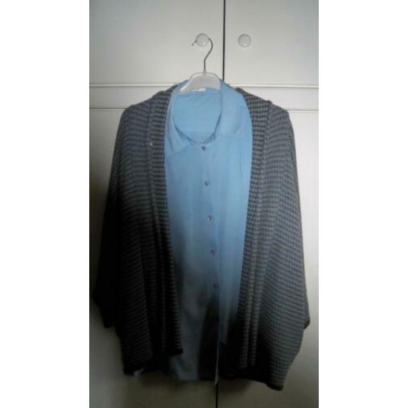 Dames Set Vest en Blouse Merk LUCIA Maat 44