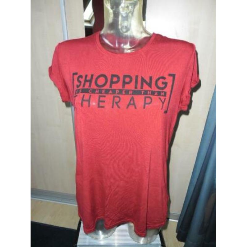 T shirt 'shopping therapie' mt L/XL