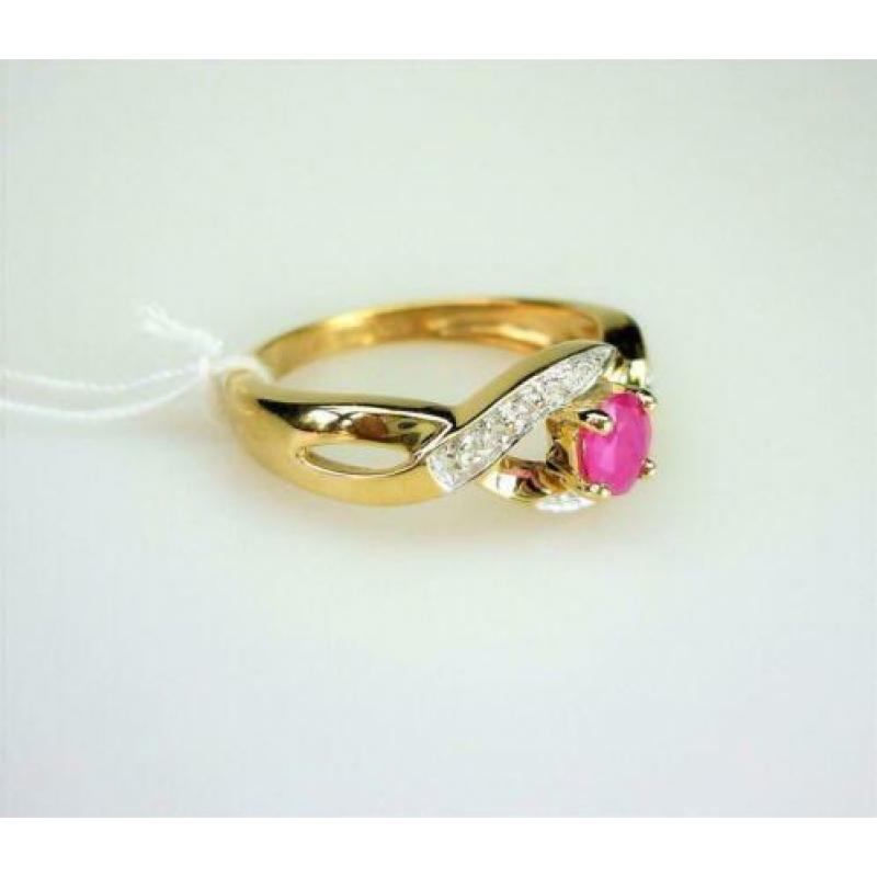 Ring goud robijn & diamanten / Z6048
