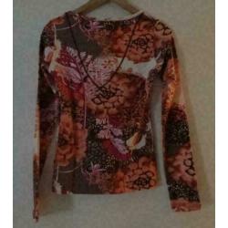 Oilily oranje top met bloemen maat S