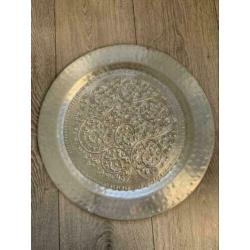 Groot dienblad / schaal zilver 49 cm