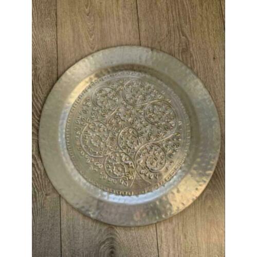 Groot dienblad / schaal zilver 49 cm
